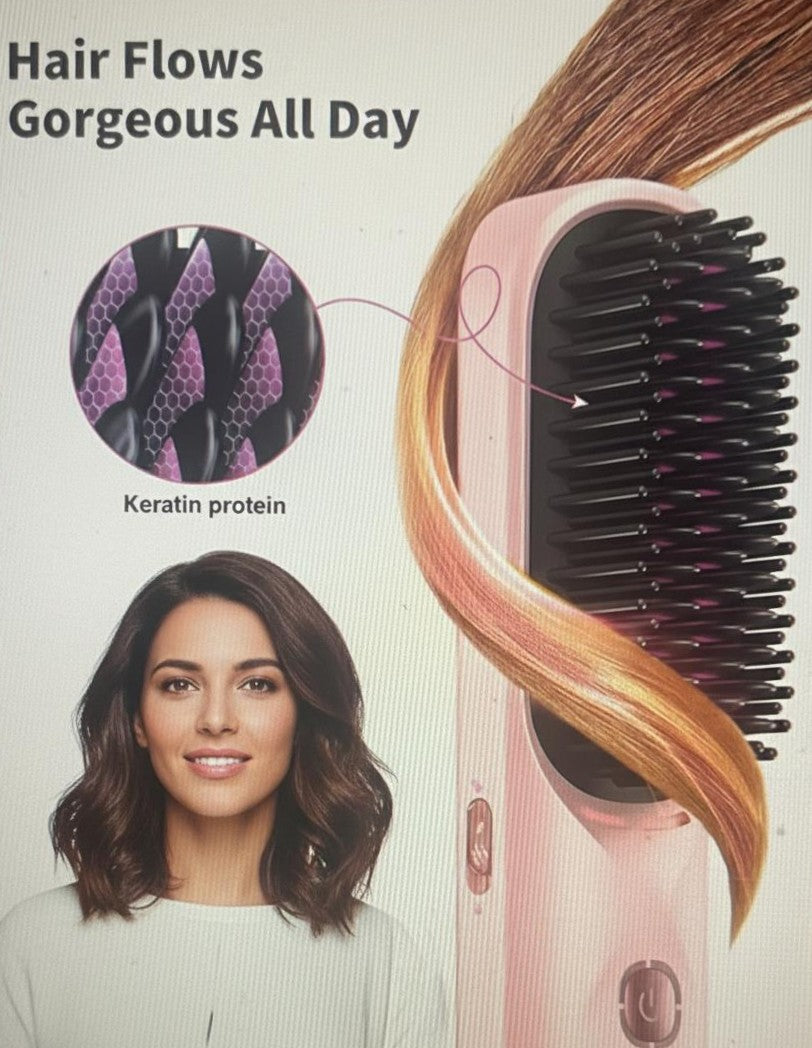 Cepillo alisador de pelo inalámbrico 450 ° F Temperatura ajustable 30s Calentamiento rápido 10000mAh Viaje Peine alisador inalámbrico