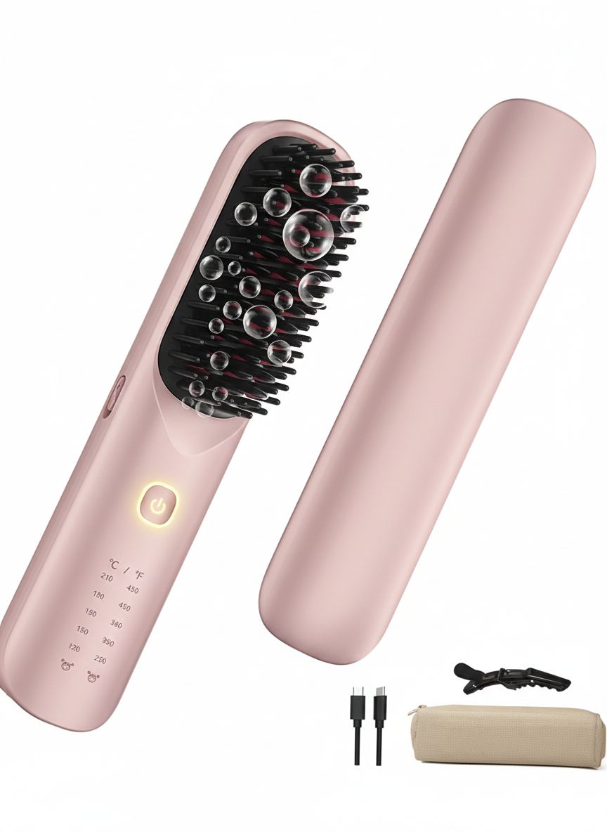 Cepillo alisador de pelo inalámbrico 450 ° F Temperatura ajustable 30s Calentamiento rápido 10000mAh Viaje Peine alisador inalámbrico
