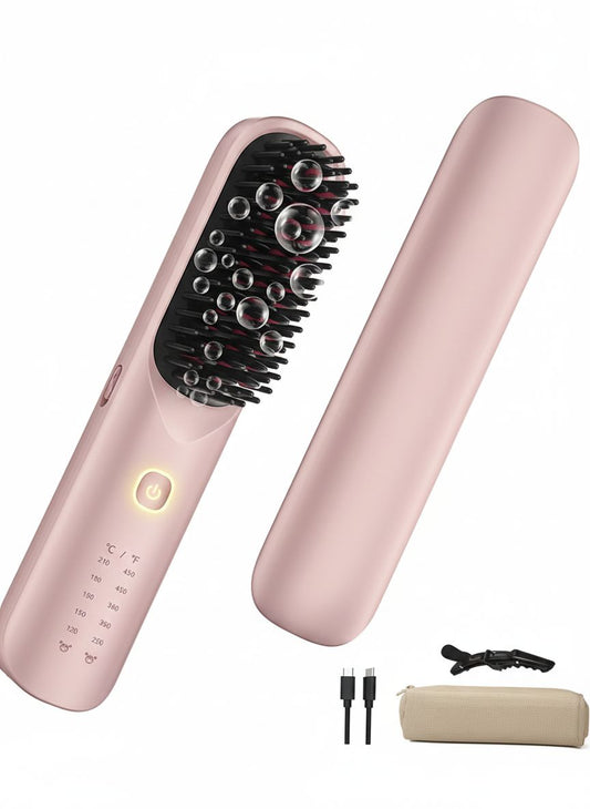 Cepillo alisador de pelo inalámbrico 450 ° F Temperatura ajustable 30s Calentamiento rápido 10000mAh Viaje Peine alisador inalámbrico